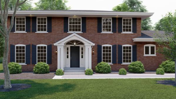 Design project for Red brick colonial: Front Portico Addition in United ...