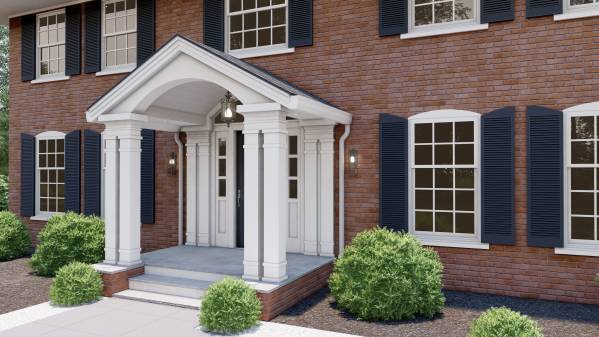 Design project for Red brick colonial: Front Portico Addition in United ...