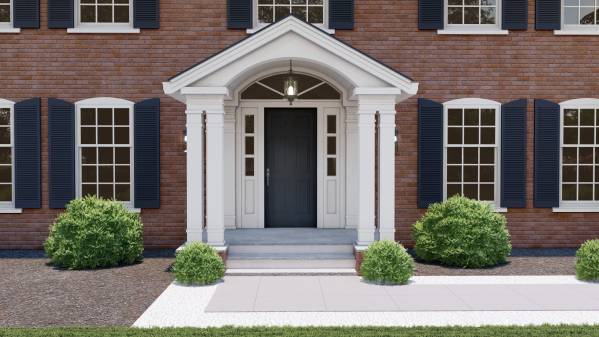 Design project for Red brick colonial: Front Portico Addition in United ...