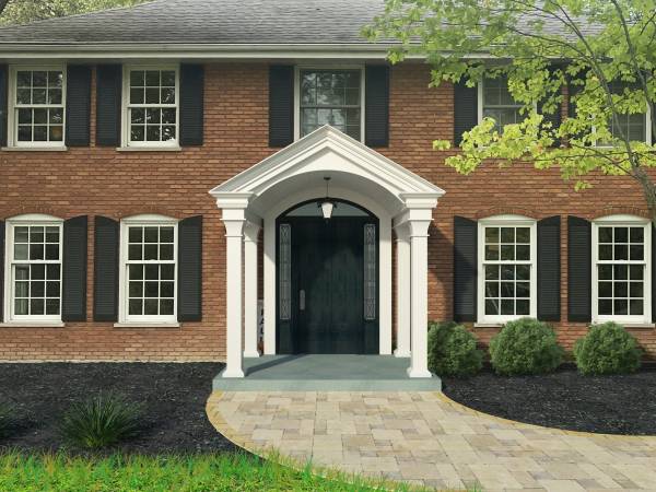 Design project for Red brick colonial: Front Portico Addition in United ...