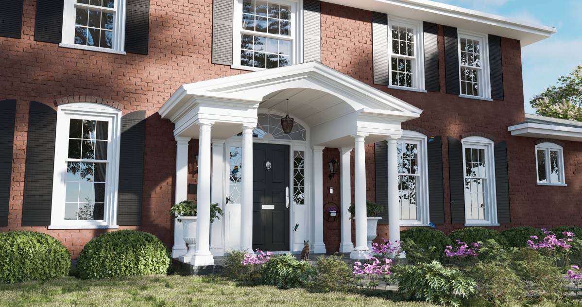 Design project for Red brick colonial: Front Portico Addition in United ...