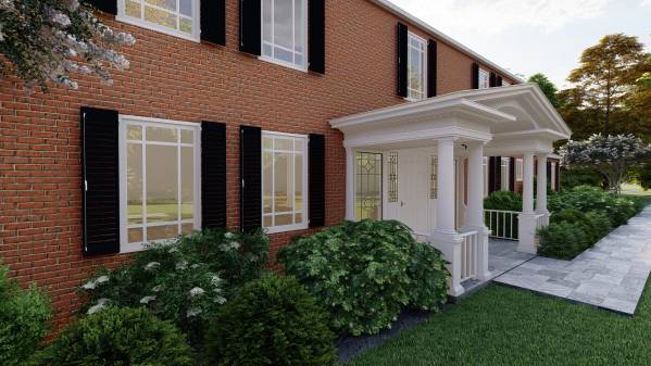 Design project for Red brick colonial: Front Portico Addition in United ...