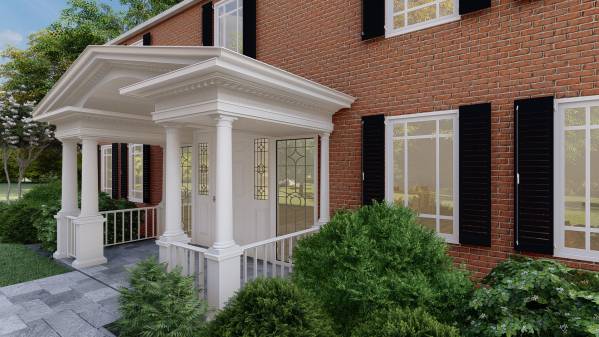 Design project for Red brick colonial: Front Portico Addition in United ...