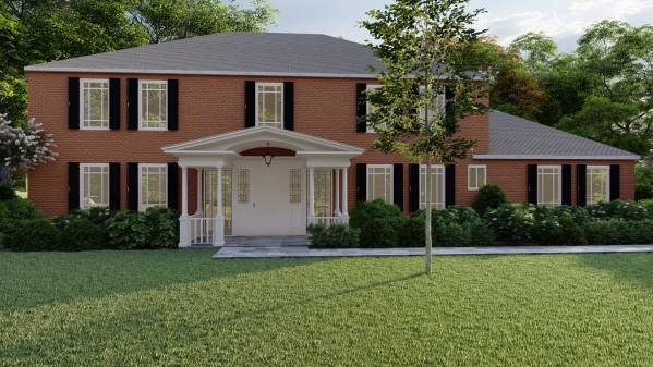 Design project for Red brick colonial: Front Portico Addition in United ...