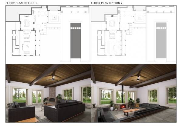 Design project for New addition to existing back porch with fireplace ...