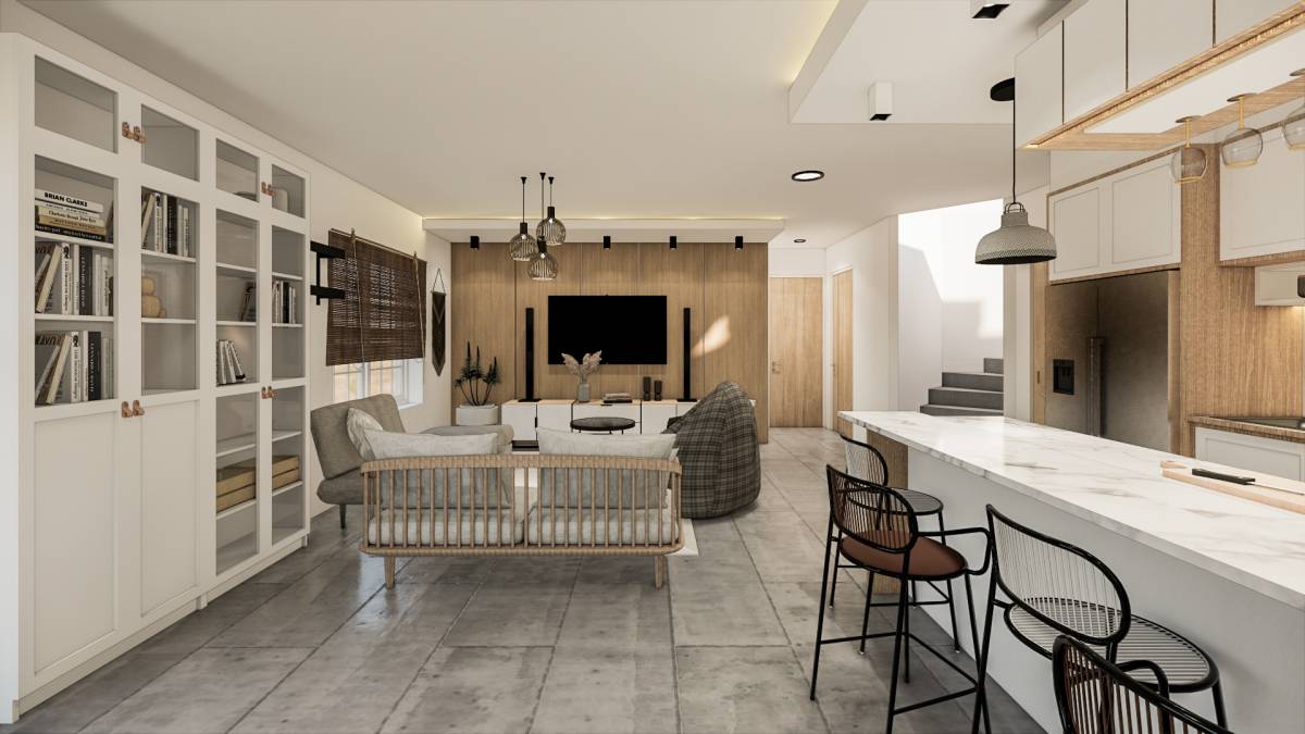 Design project for Amazing Modern Zen Basement with golf course water ...
