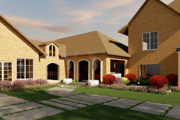 Design project for New addition to existing back porch with fireplace ...