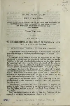 The Diamond: Being the Law of Prophetic Succession, 1848 — p. 1