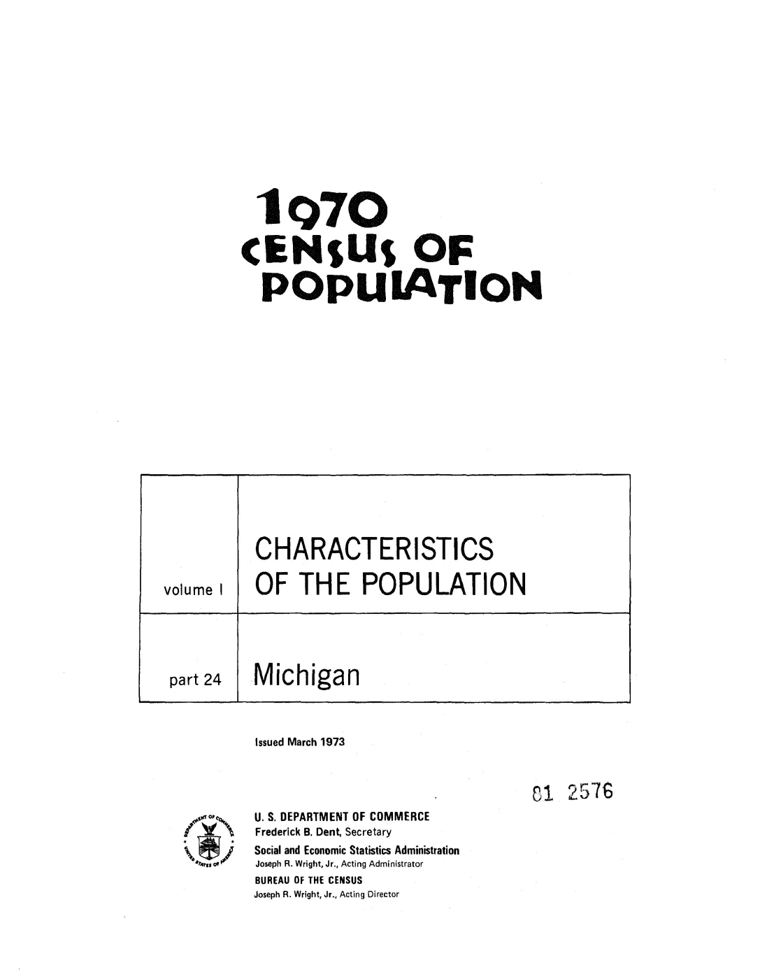 Historical Census township population extracts for Beaver Island, 1890–1990 — p. 1