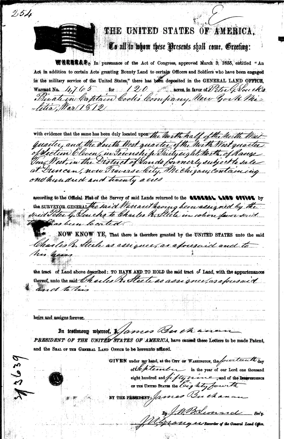 GLO land record 0122-254-38n-10w-11-n-nw — p. 1