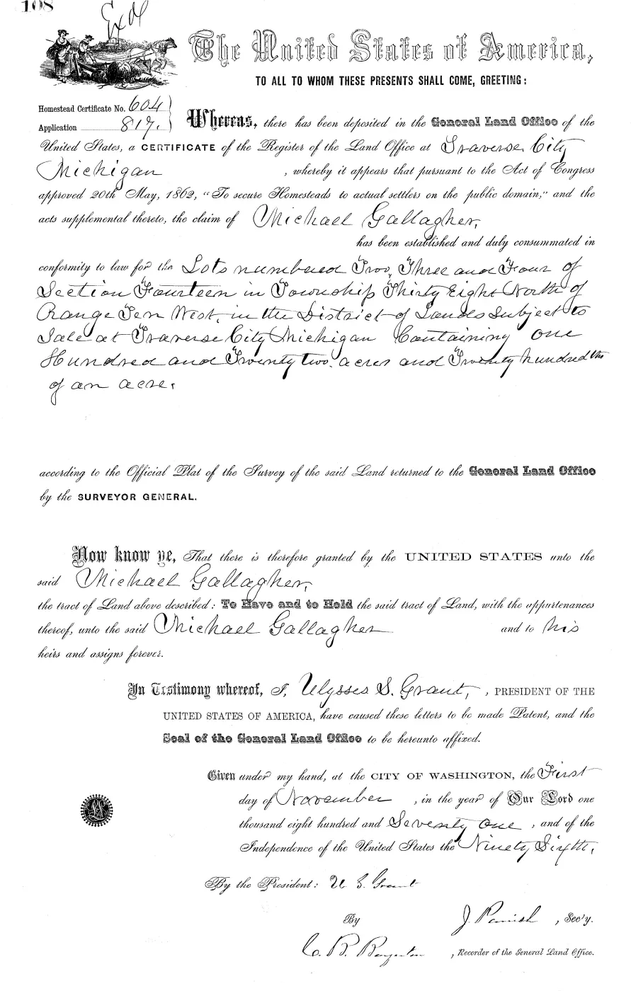 GLO land record MI2480__.108-38n-10w-14-2 — p. 1