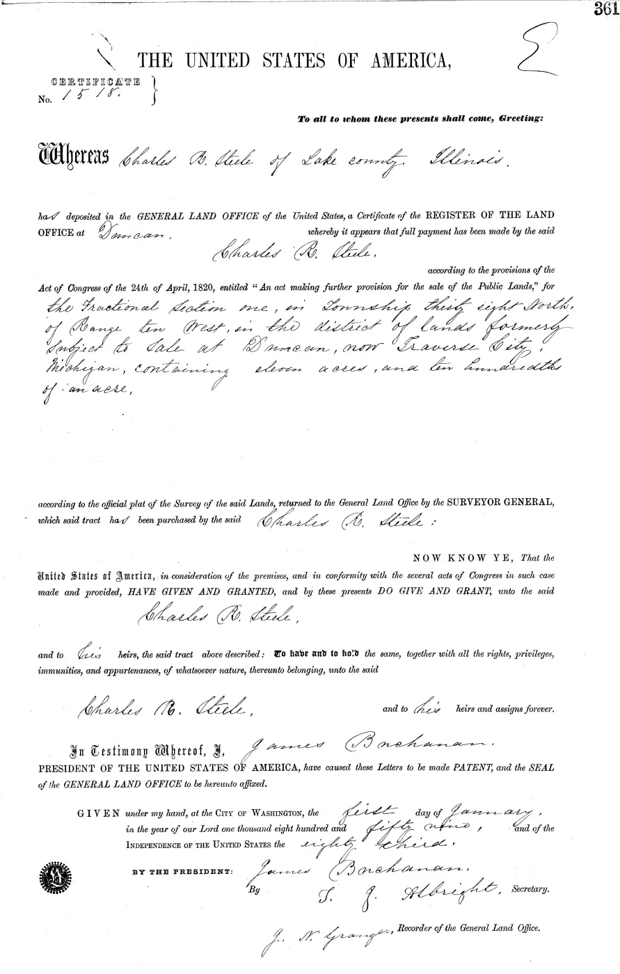 GLO land record MI2380__.361-38n-10w-1-section — p. 1