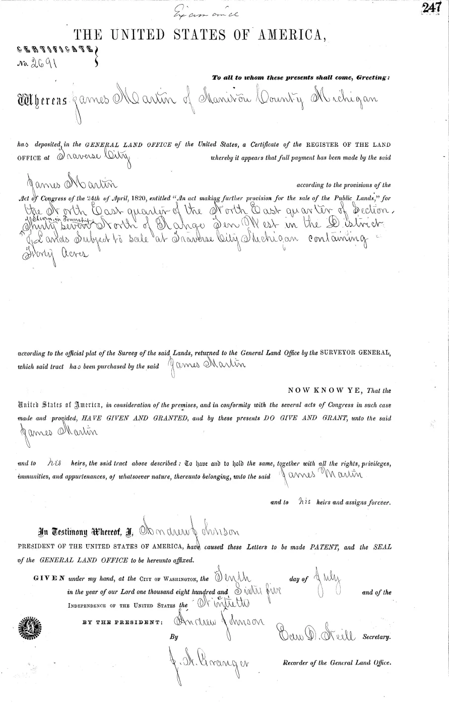 GLO land record MI2400__.247-37n-10w-11-nene — p. 1