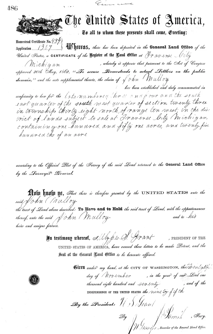 GLO land record MI2470__.486-38n-10w-23-sesw — p. 1