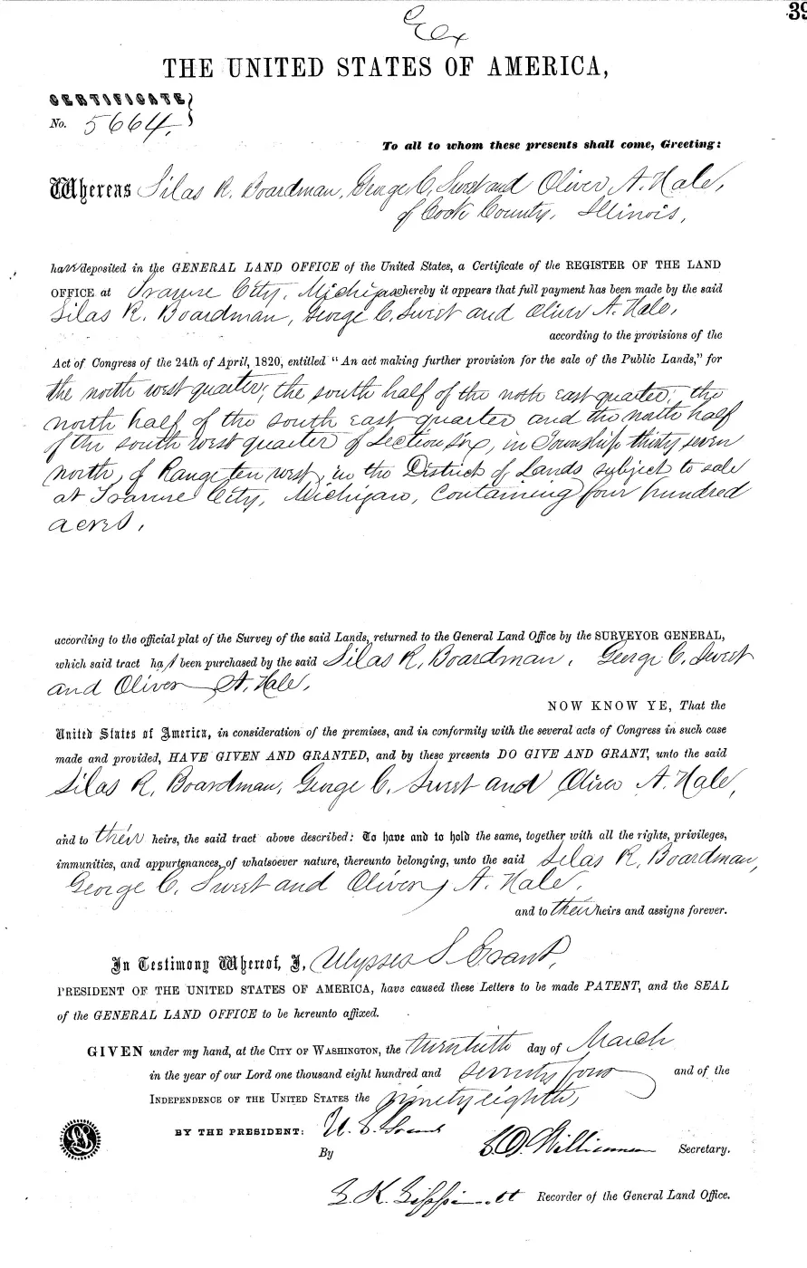 GLO land record MI2460__.039-37n-10w-6-n-se — p. 1