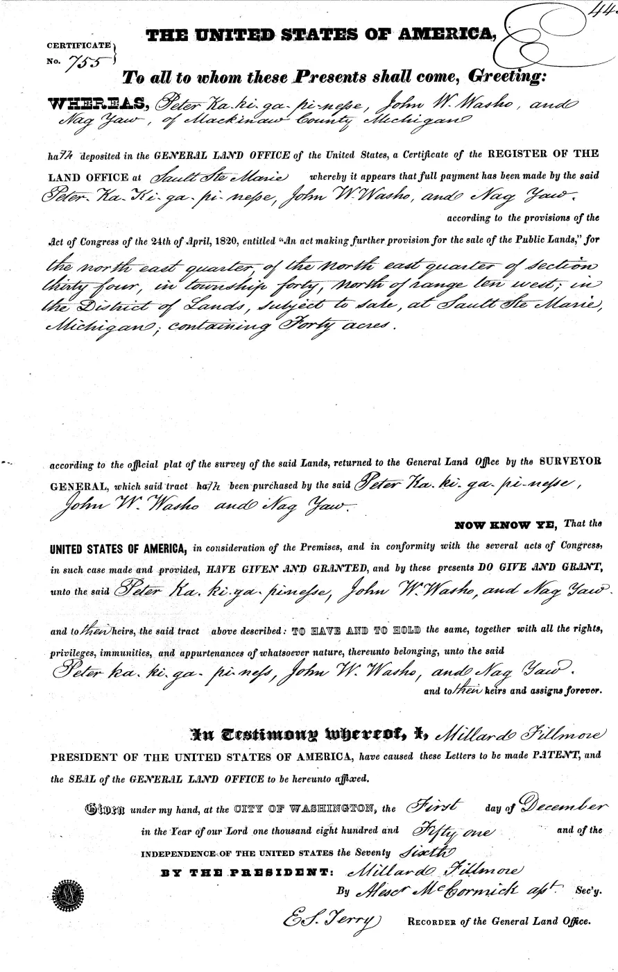 GLO land record MI1960__.443-40n-10w-34-nene — p. 1