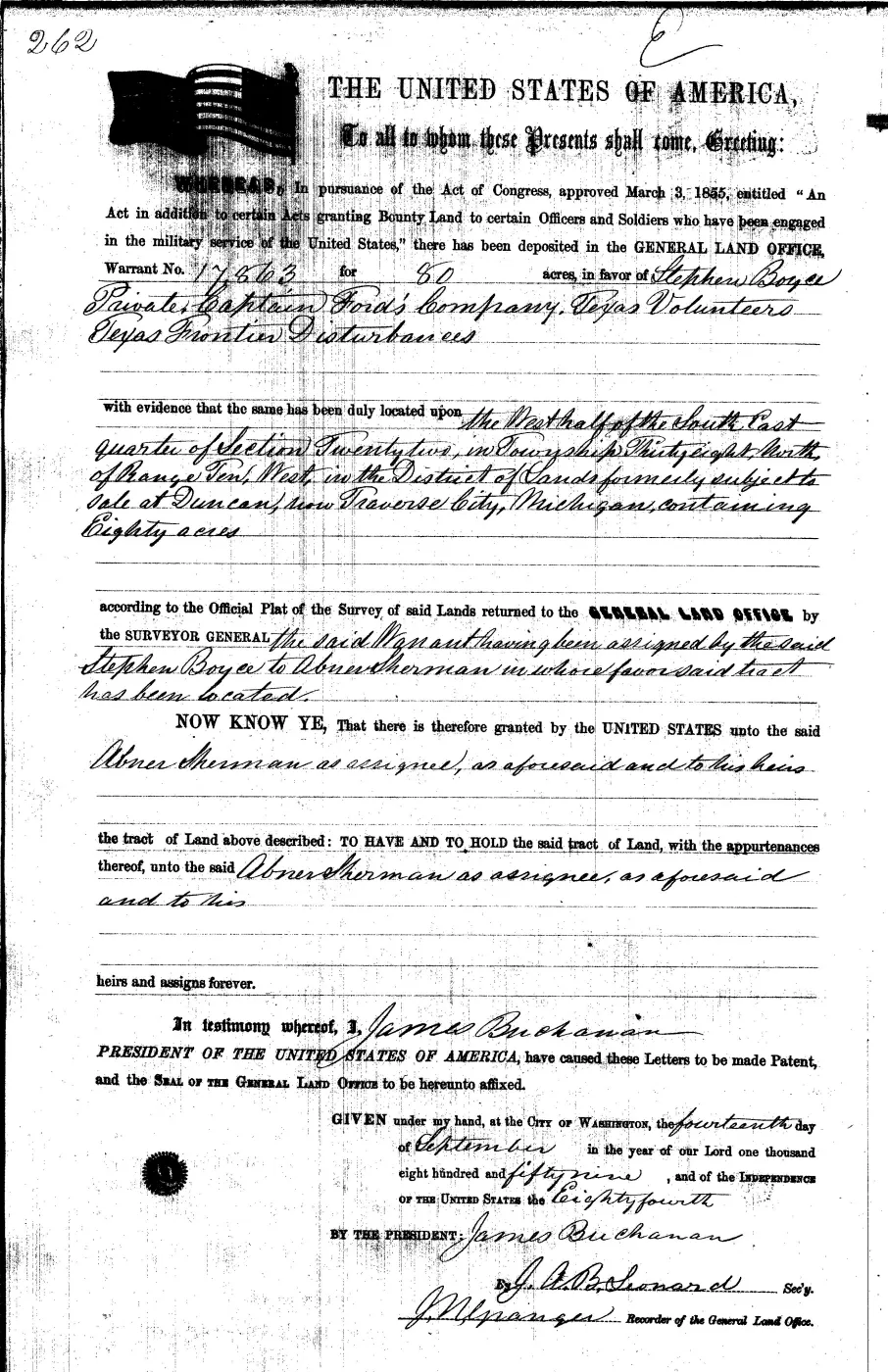 GLO land record 0122-262-38n-10w-22-w-se — p. 1