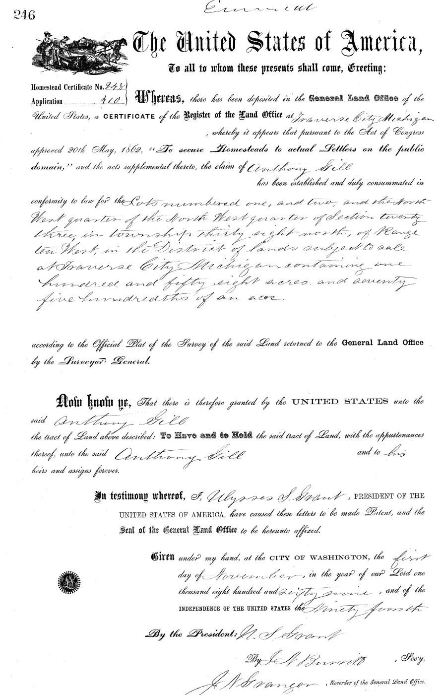GLO land record MI2470__.246-38n-10w-23-2 — p. 1