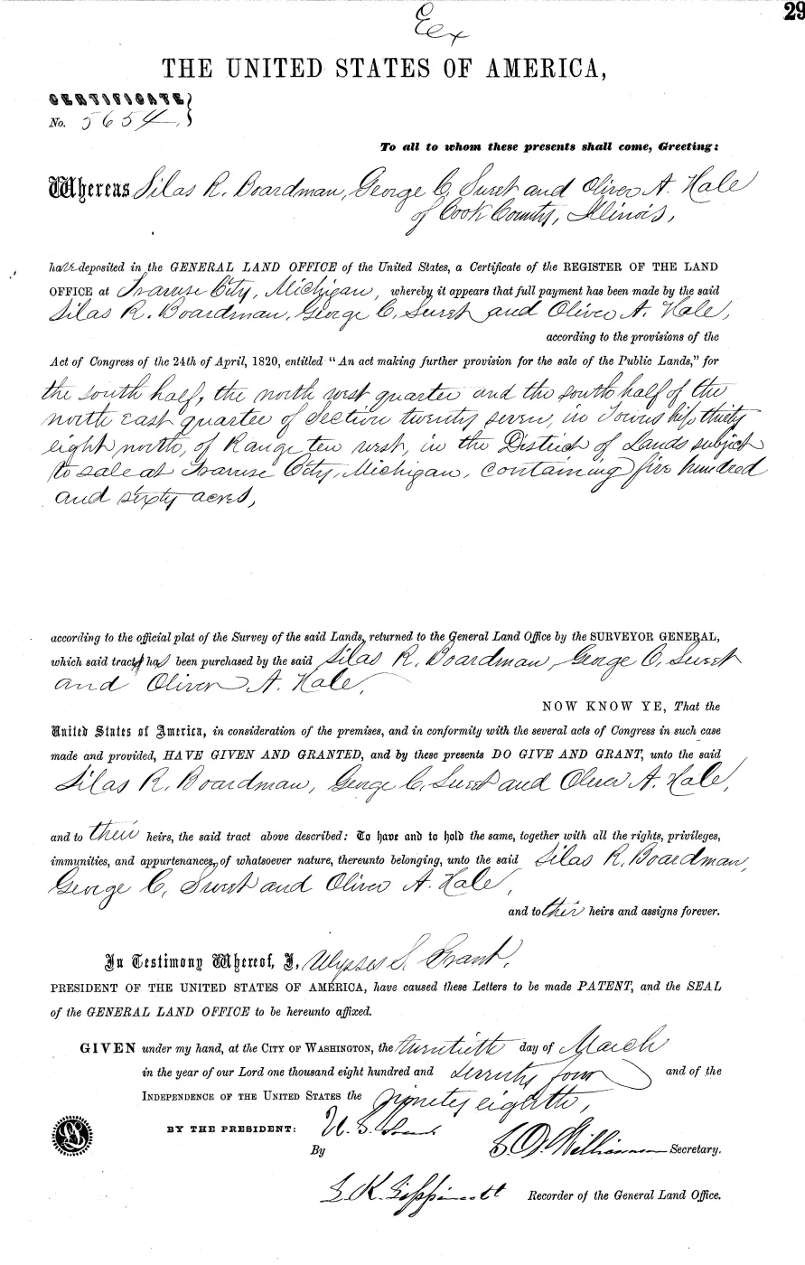 GLO land record MI2460__.029-38n-10w-27-s — p. 1