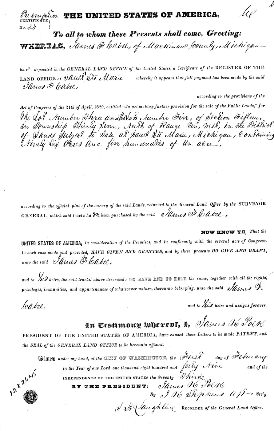 GLO land record MI1960__.035-37n-10w-15-3 — p. 1