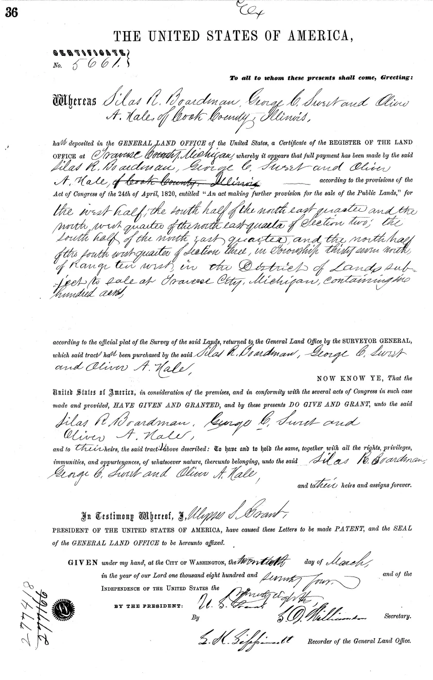 GLO land record MI2460__.036-37n-10w-2-nwne — p. 1
