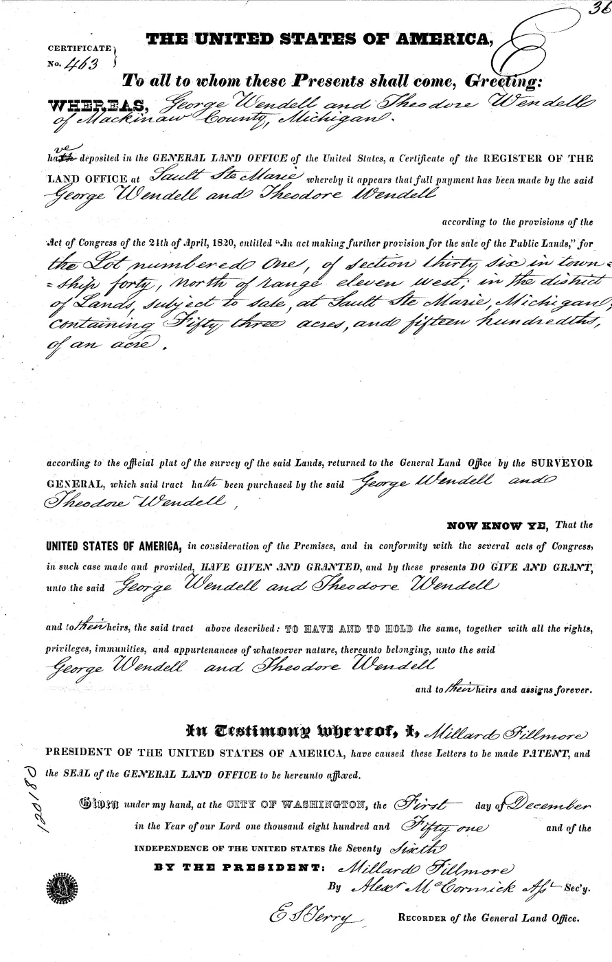 GLO land record MI1960__.363-40n-11w-36-1 — p. 1