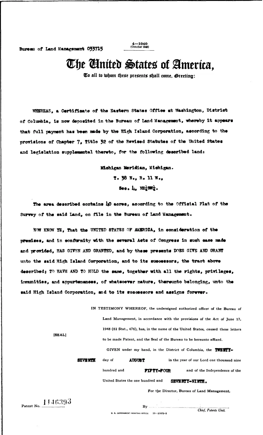 GLO land record 1146393-38n-11w-4-nenw — p. 1