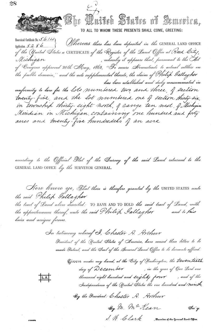 GLO land record MI3090__.028-38n-10w-36-1 — p. 1