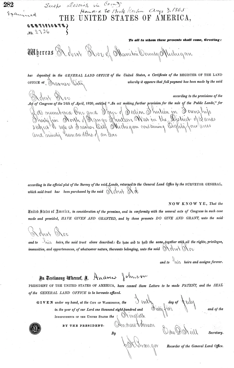GLO land record MI2400__.282-35n-13w-13-3 — p. 1