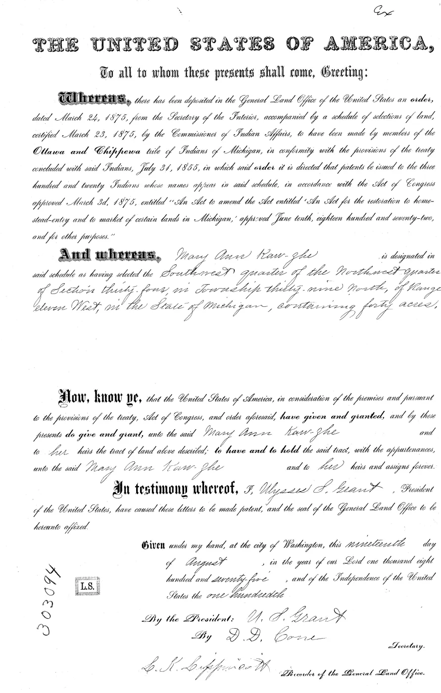 GLO land record MI3250__.319-39n-11w-34-swnw — p. 1