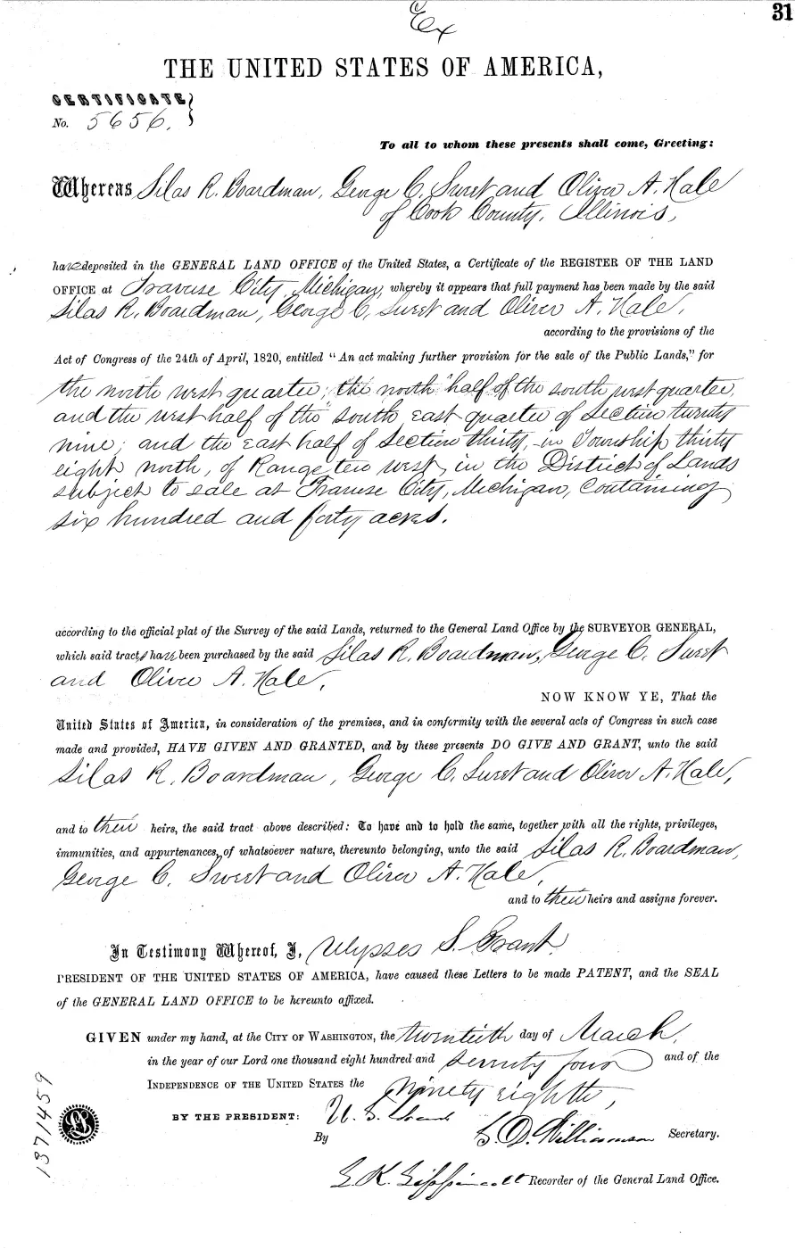 GLO land record MI2460__.031-38n-10w-30-e — p. 1