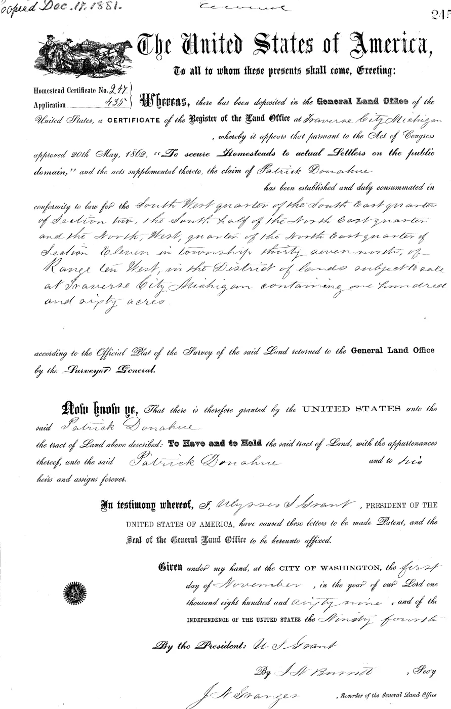 GLO land record MI2470__.245-37n-10w-2-swse — p. 1
