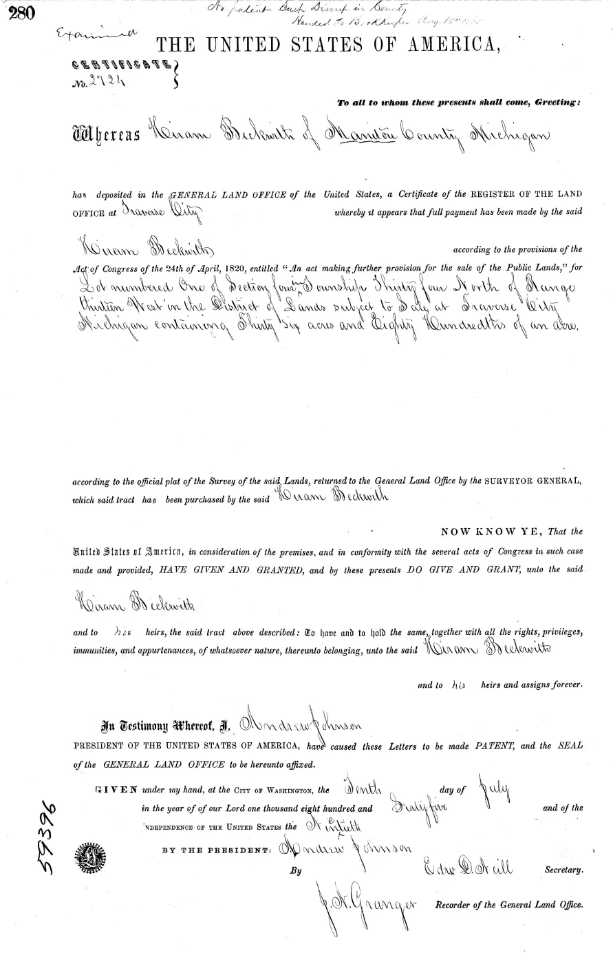 GLO land record MI2400__.280-34n-13w-4-1 — p. 1