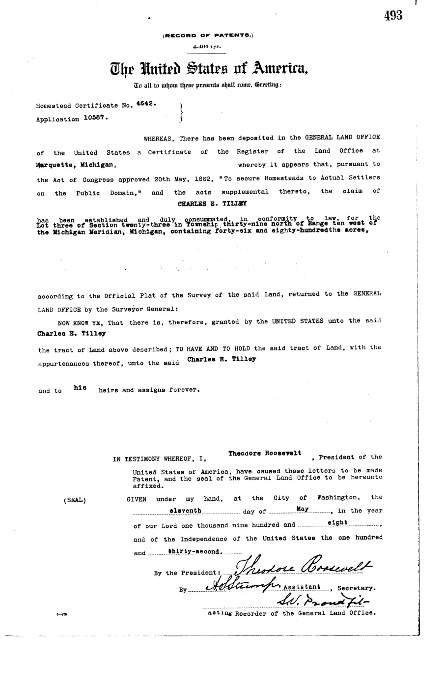 GLO land record 0770-493-39n-10w-23-3 — p. 1