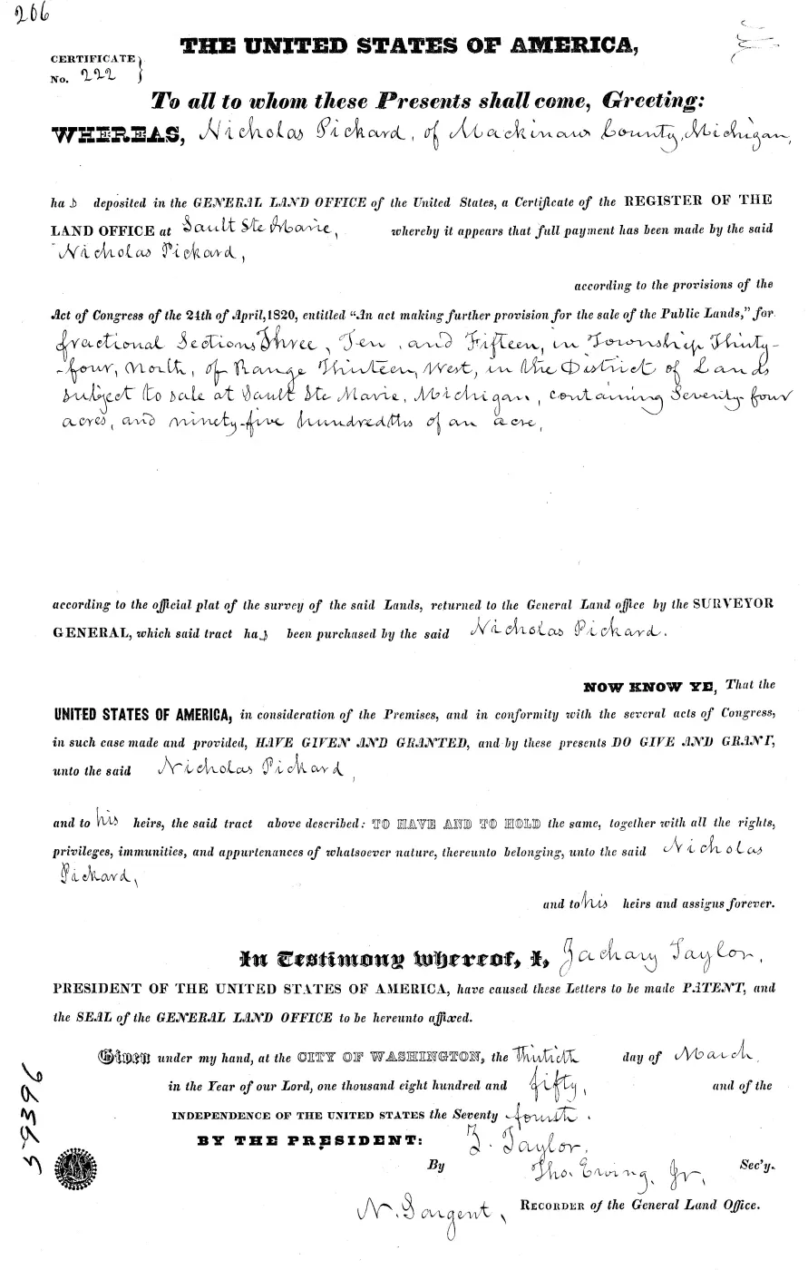 GLO land record MI1960__.206-34n-13w-10-section — p. 1