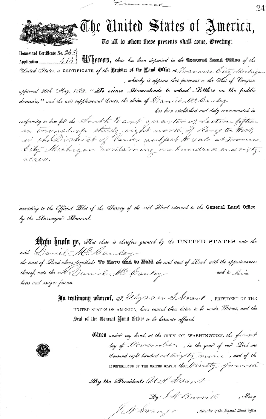 GLO land record MI2470__.243-38n-10w-15-se — p. 1