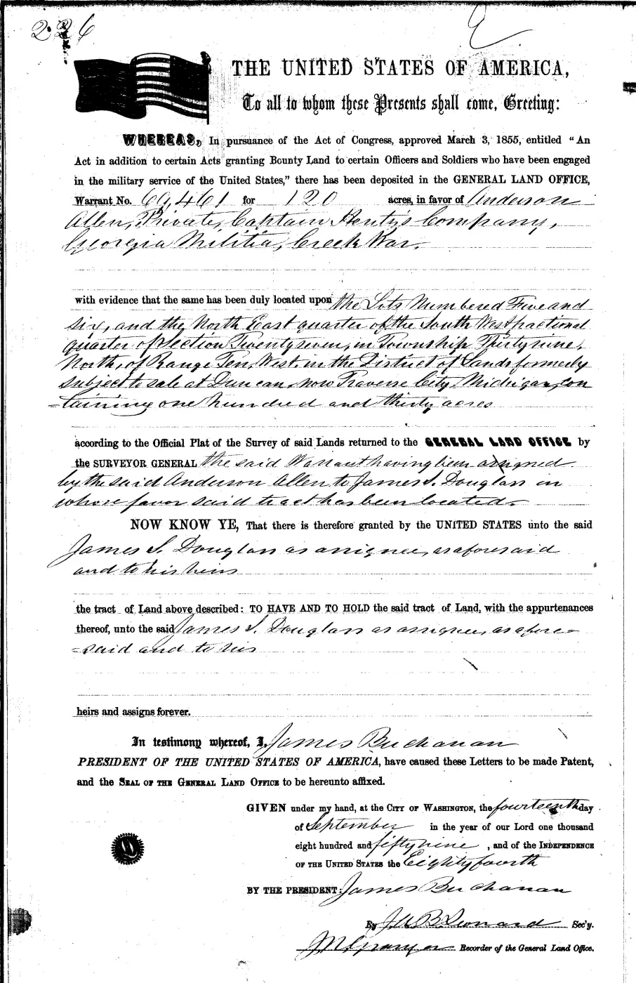 GLO land record 0122-226-39n-10w-27-nesw — p. 1