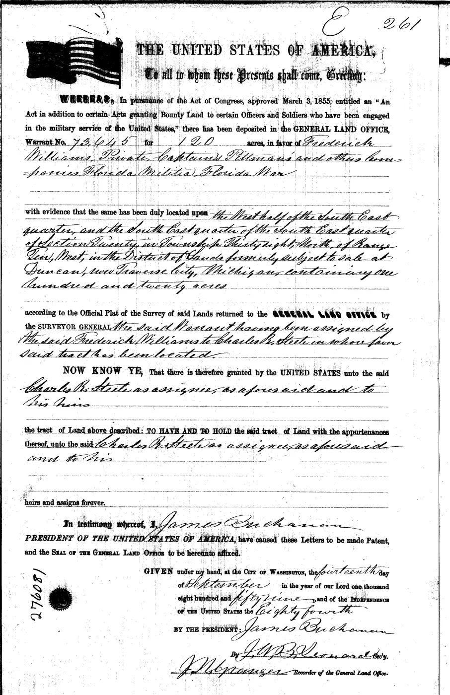 GLO land record 0122-261-38n-10w-20-sese — p. 1