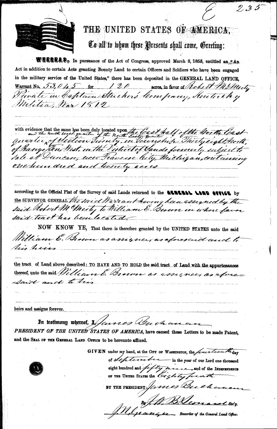 GLO land record 0122-235-38n-10w-20-nwne — p. 1
