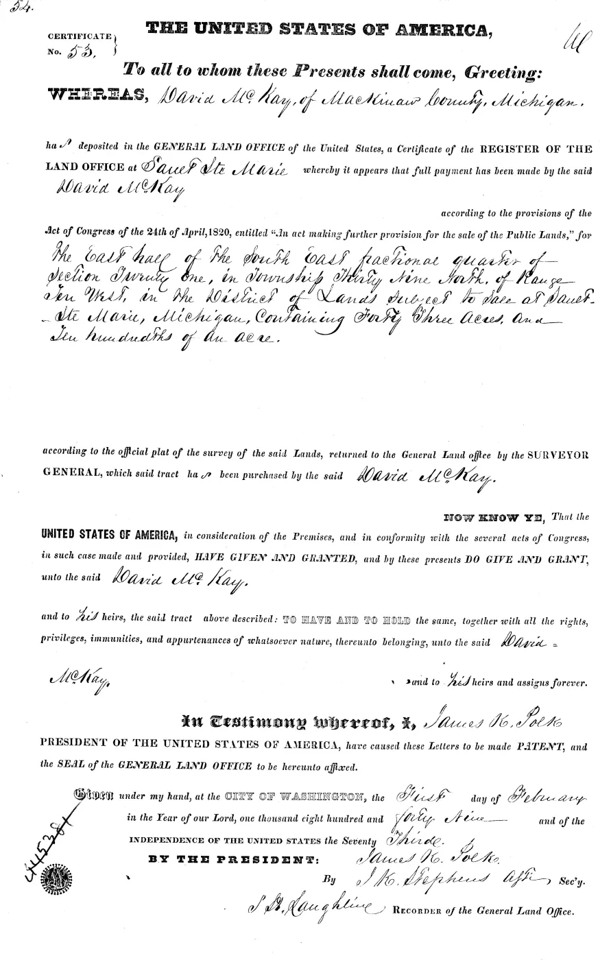 GLO land record MI1960__.054-39n-10w-21-e-se — p. 1