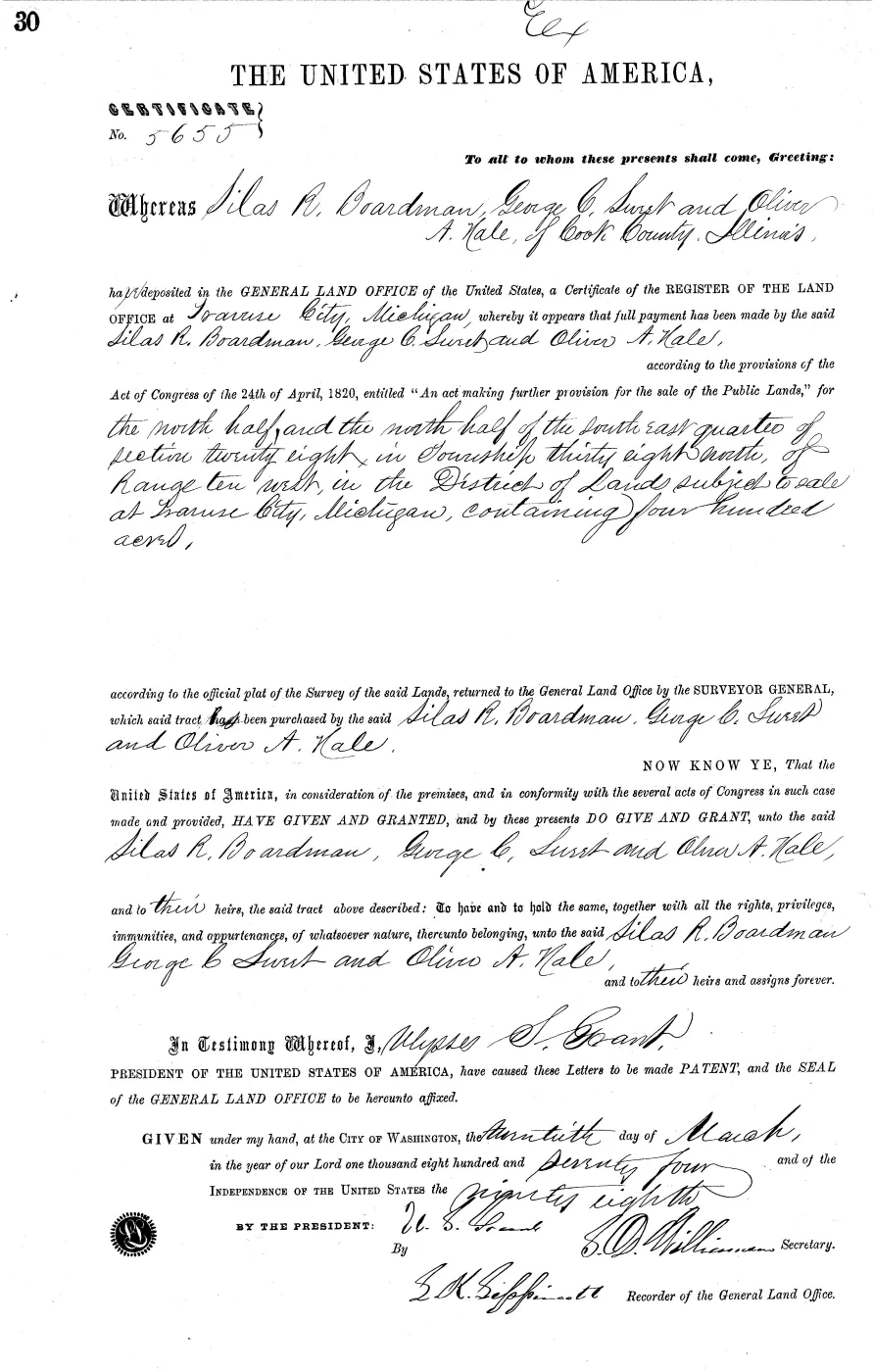 GLO land record MI2460__.030-38n-10w-28-n — p. 1
