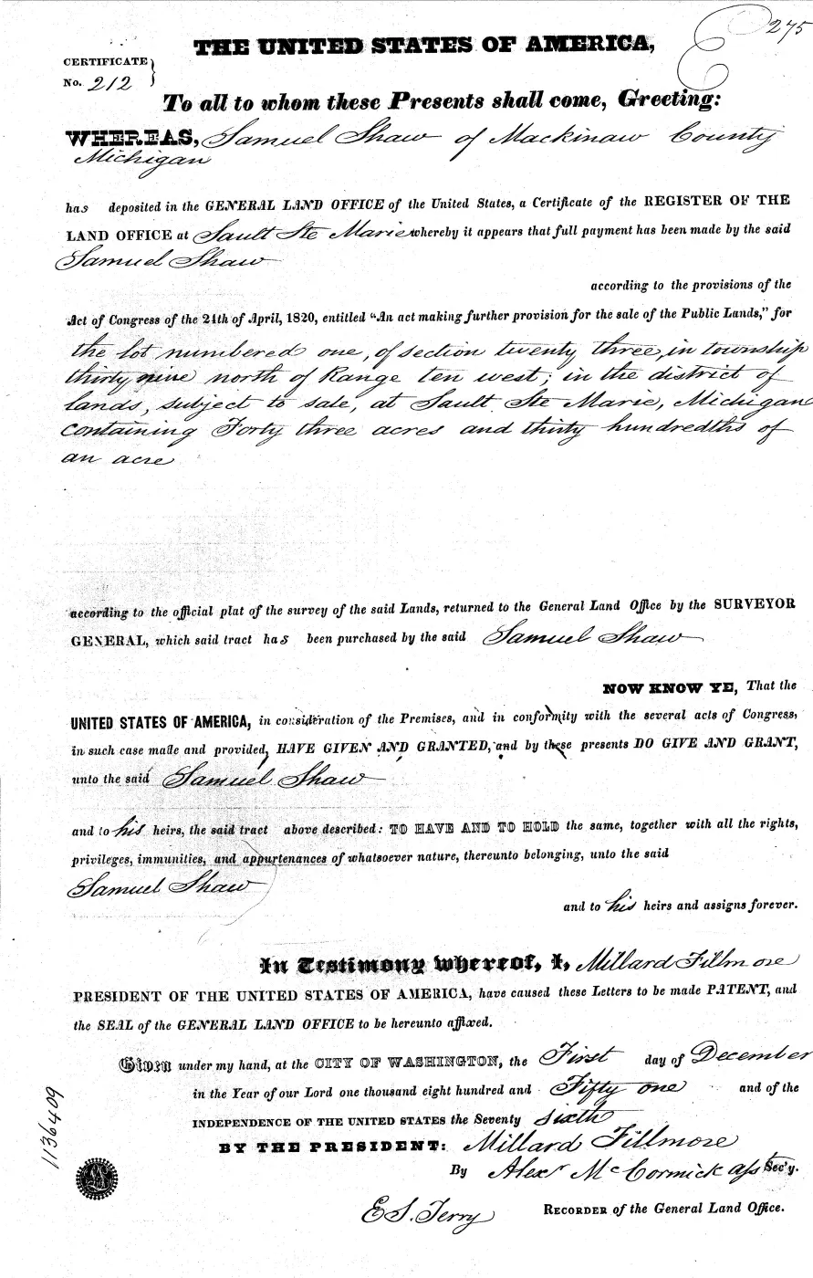 GLO land record MI1960__.275-39n-10w-23-1 — p. 1