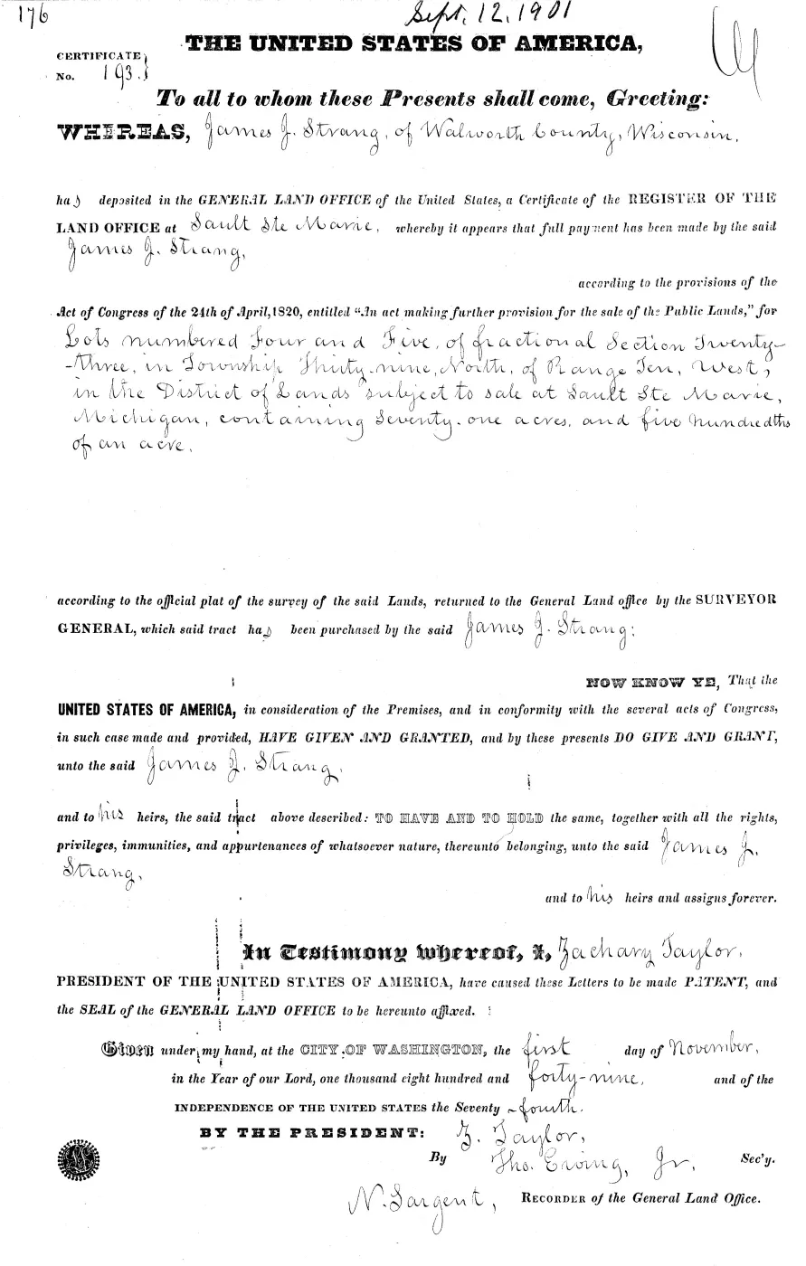 GLO land record MI1960__.176-39n-10w-23-5 — p. 1