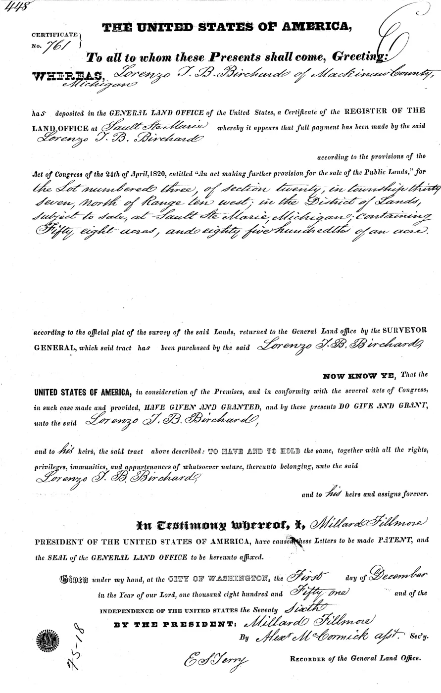 GLO land record MI1960__.448-37n-10w-20-3 — p. 1