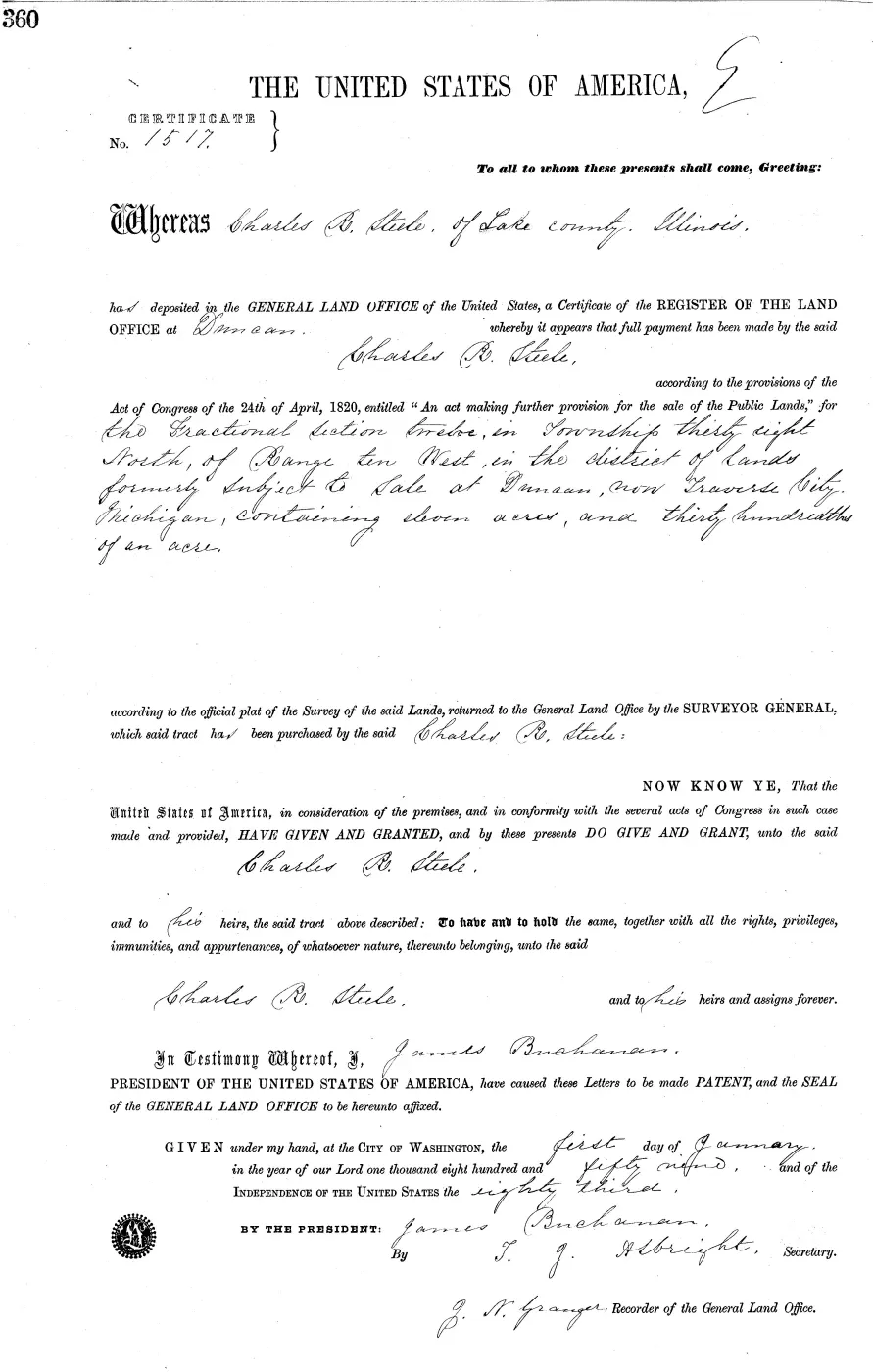 GLO land record MI2380__.360-38n-10w-12-section — p. 1