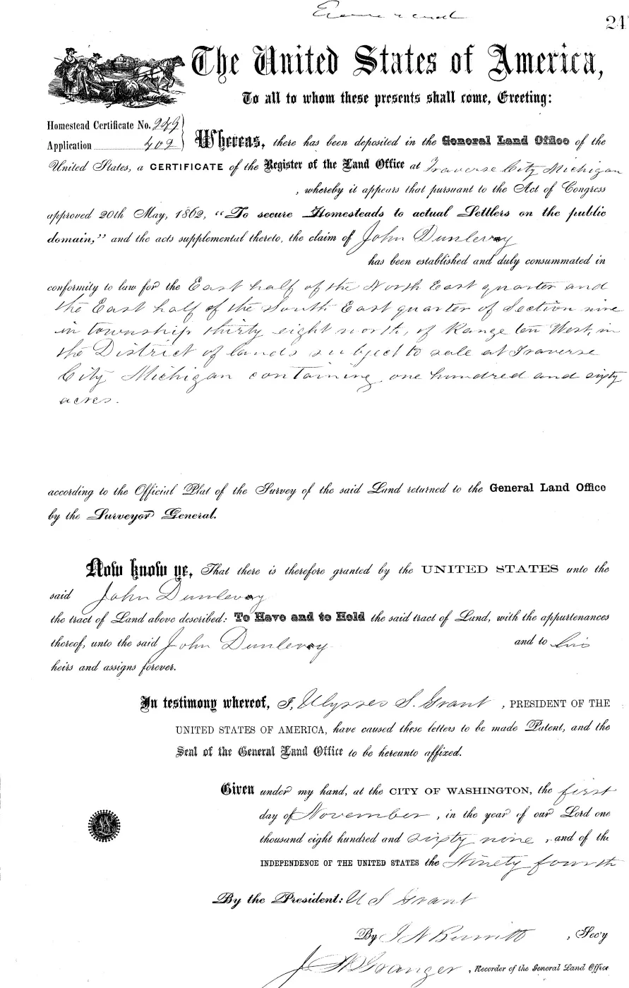 GLO land record MI2470__.247-38n-10w-9-e-ne — p. 1