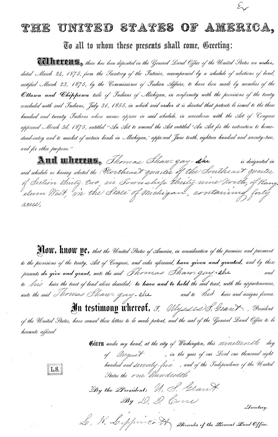 GLO land record MI3250__.315-39n-11w-32-nese — p. 1