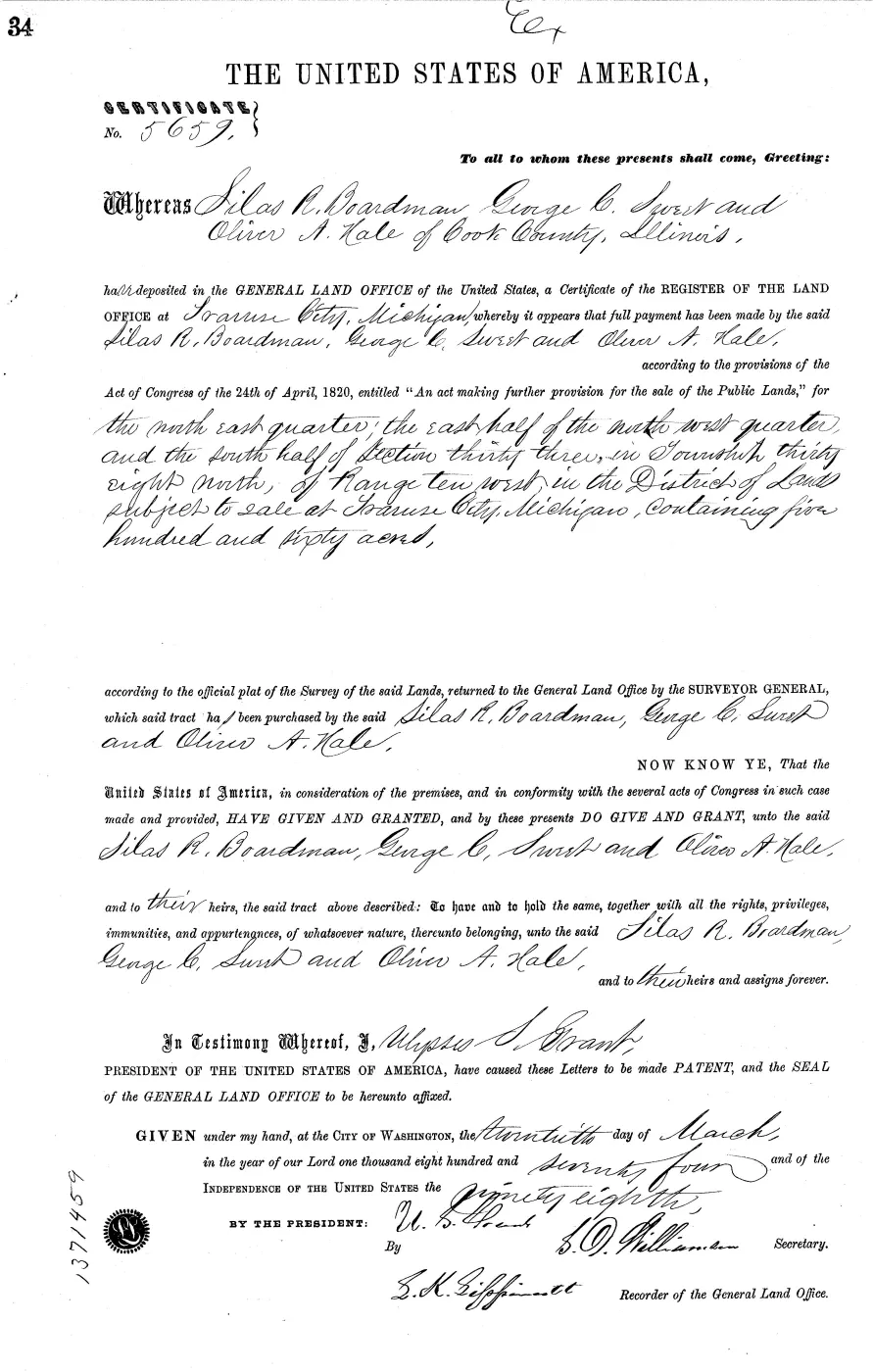 GLO land record MI2460__.034-38n-10w-33-s — p. 1