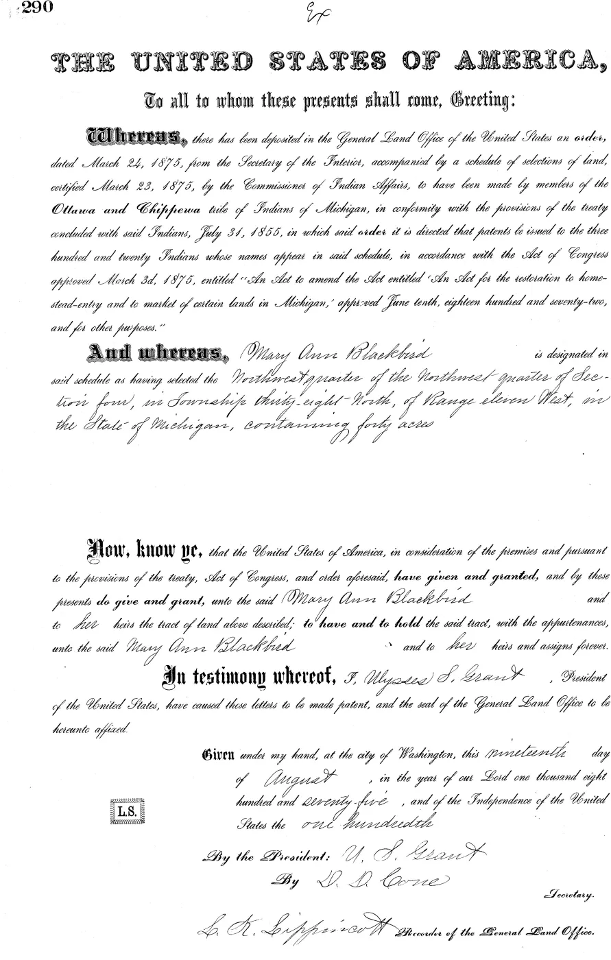GLO land record MI3250__.290-38n-11w-4-nwnw — p. 1