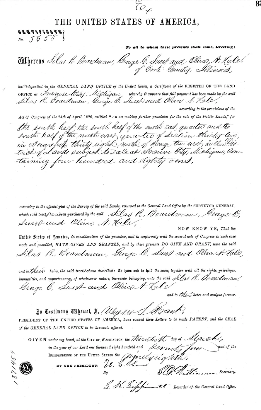 GLO land record MI2460__.033-38n-10w-32-s — p. 1